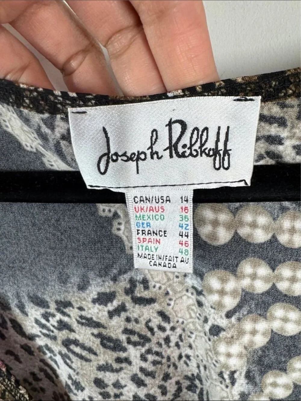 Joseph Ribkoff Pink Black Animal Printed Dress Size 14 Ruffle Hem Stretchy - Picture 5 of 12